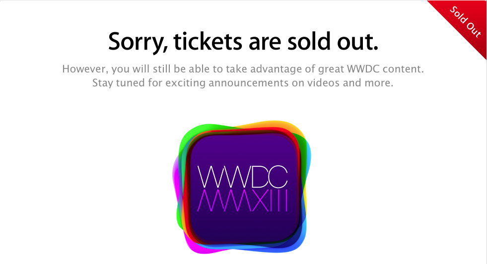 WWDC 2013 sold out