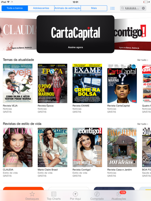 Confira as revistas disponíveis na App Store