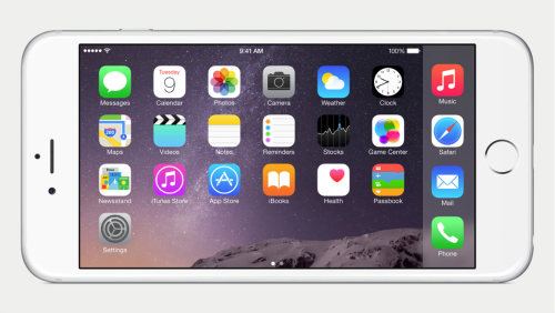 28 ícones na tela horizontal do iPhone 6