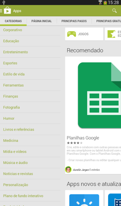 Encontre os aplicativos através das categorias de aplicativos do Google Play